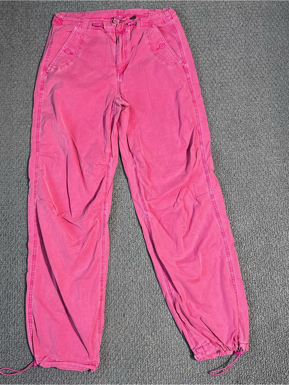 Y2K American Eagle Bright Pink Drawstring Jogger Pants Size S